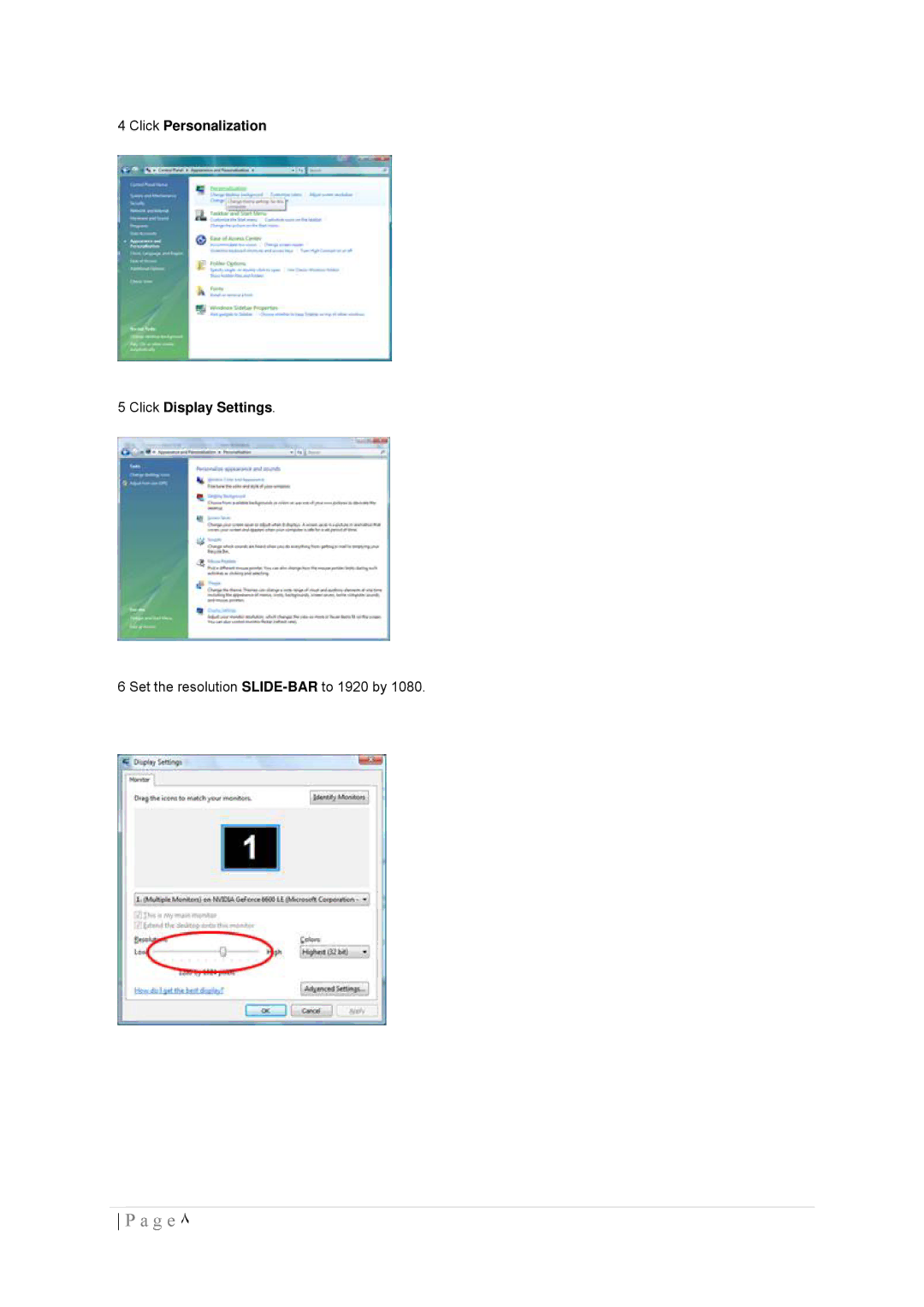 AOC 2436SWA manual Click Personalization Click Display Settings 