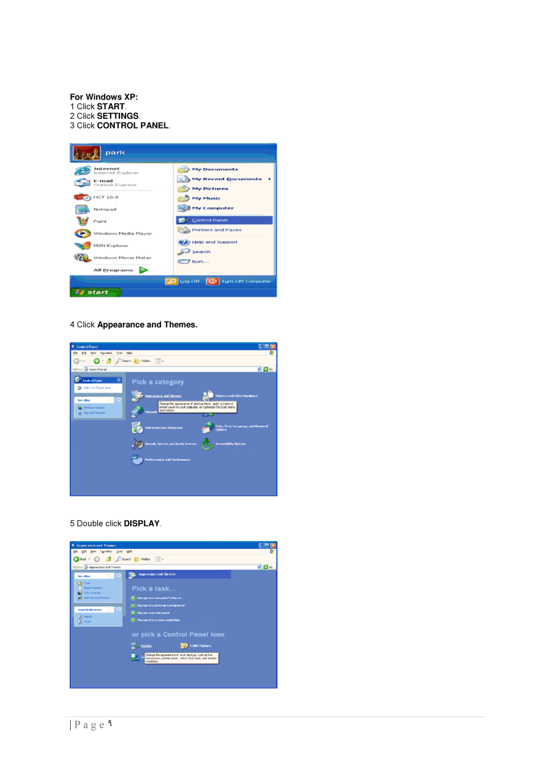 AOC 2436SWA manual For Windows XP 