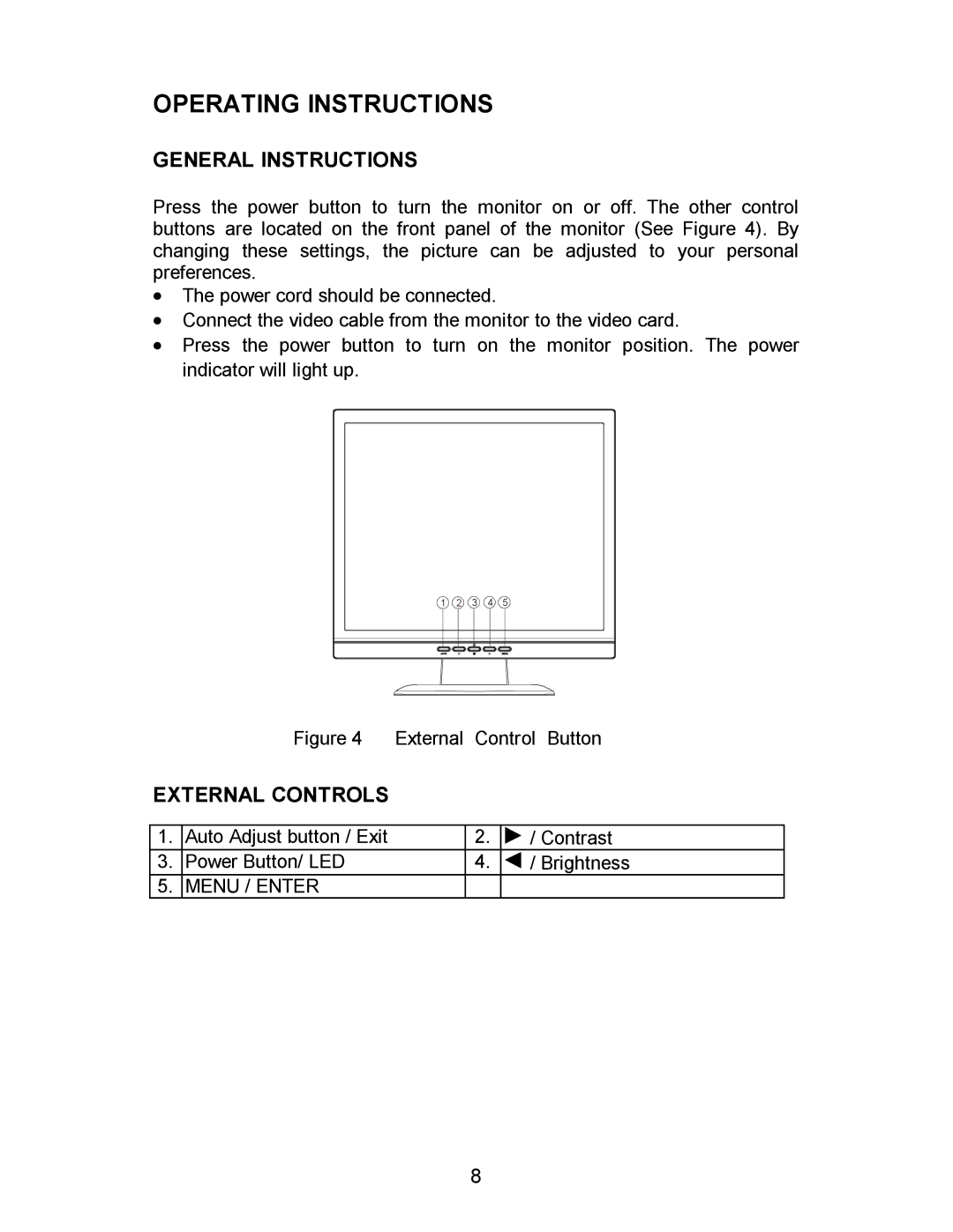 AOC 712SI installation instructions General Instructions, External Controls, Menu / Enter 