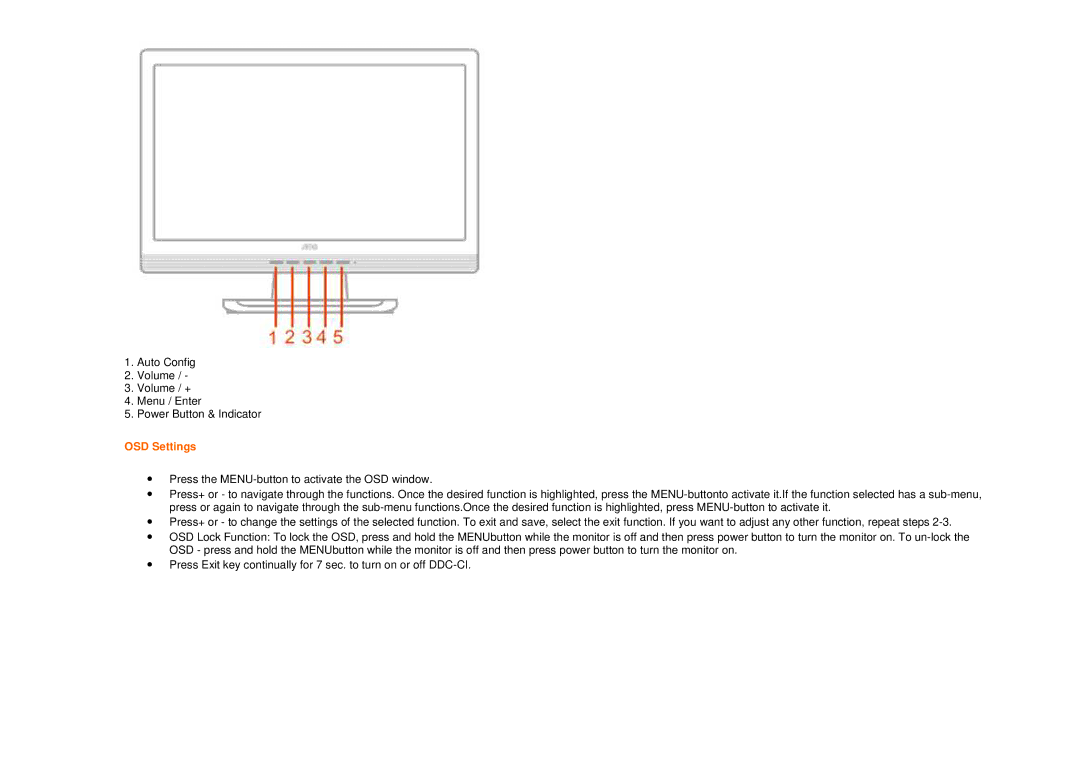 AOC 916SWA user manual OSD Settings 