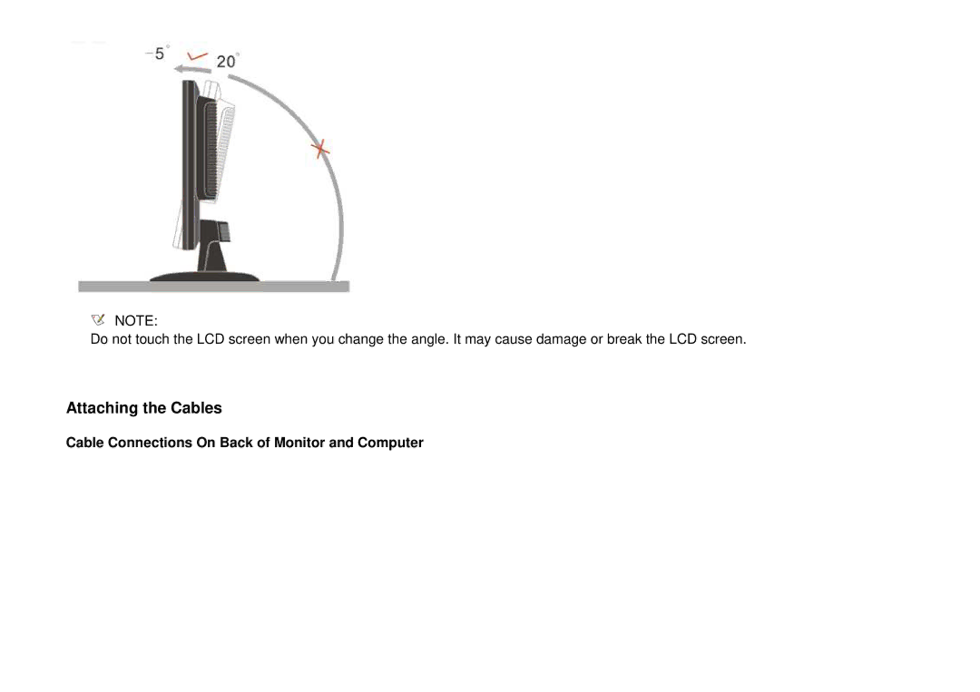 AOC 917VW user manual Attaching the Cables, Cable Connections On Back of Monitor and Computer 