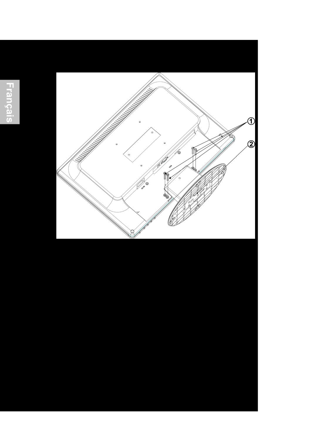 AOC 919Sw-1 manual Préparer l’installation du support mural, en option non inclus, Français, Enlevez la stand 