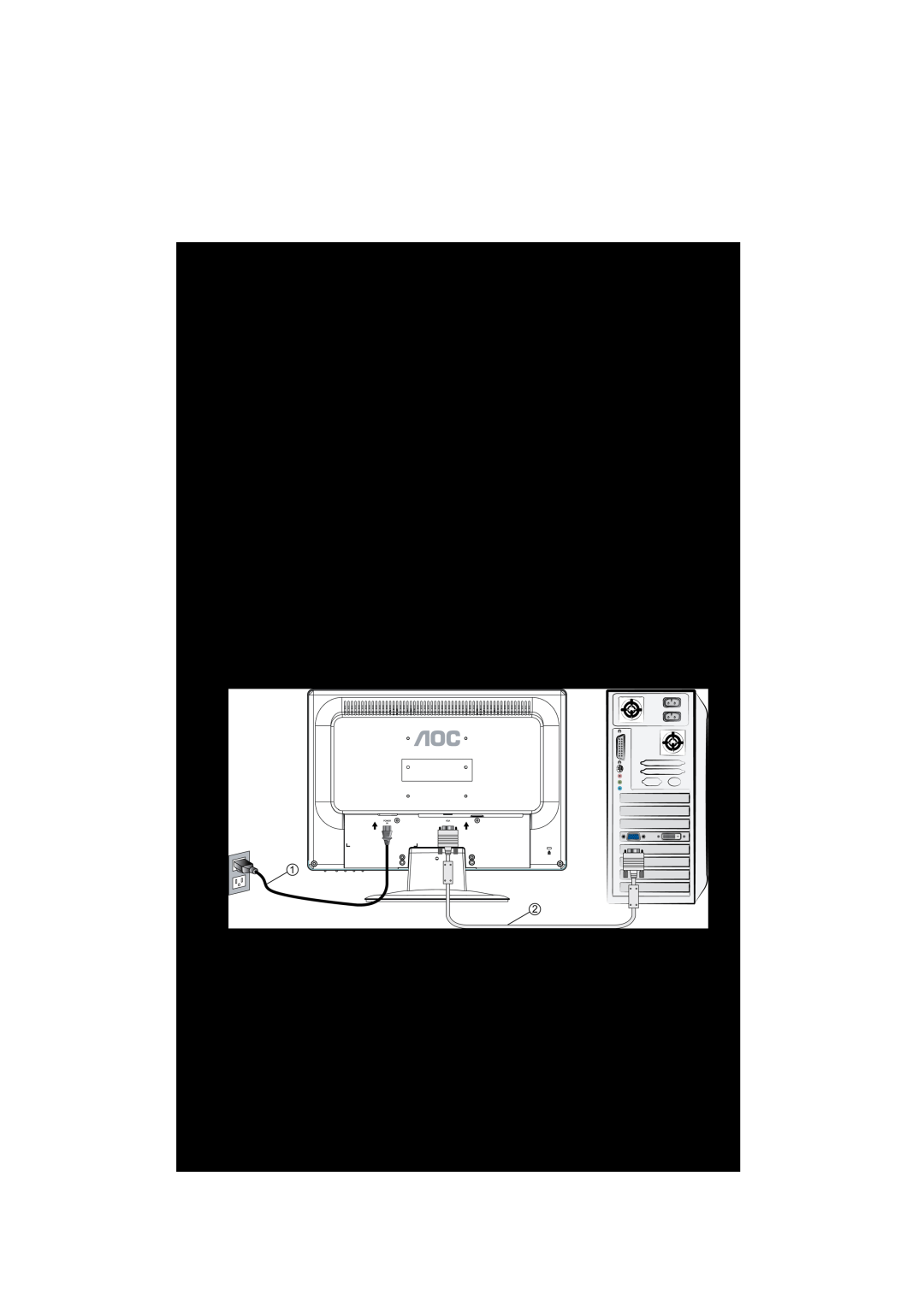 AOC 919Sw-1 Connecter le moniteur, Connectez le cordon dalimentation, Connecter le câble Analogique vidéo Câble D-Sub 