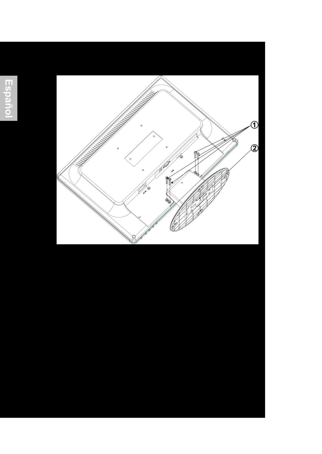 AOC 919Sw-1 manual Preparación para instalar el brazo de montaje de pared, opcional no incluido, Español 