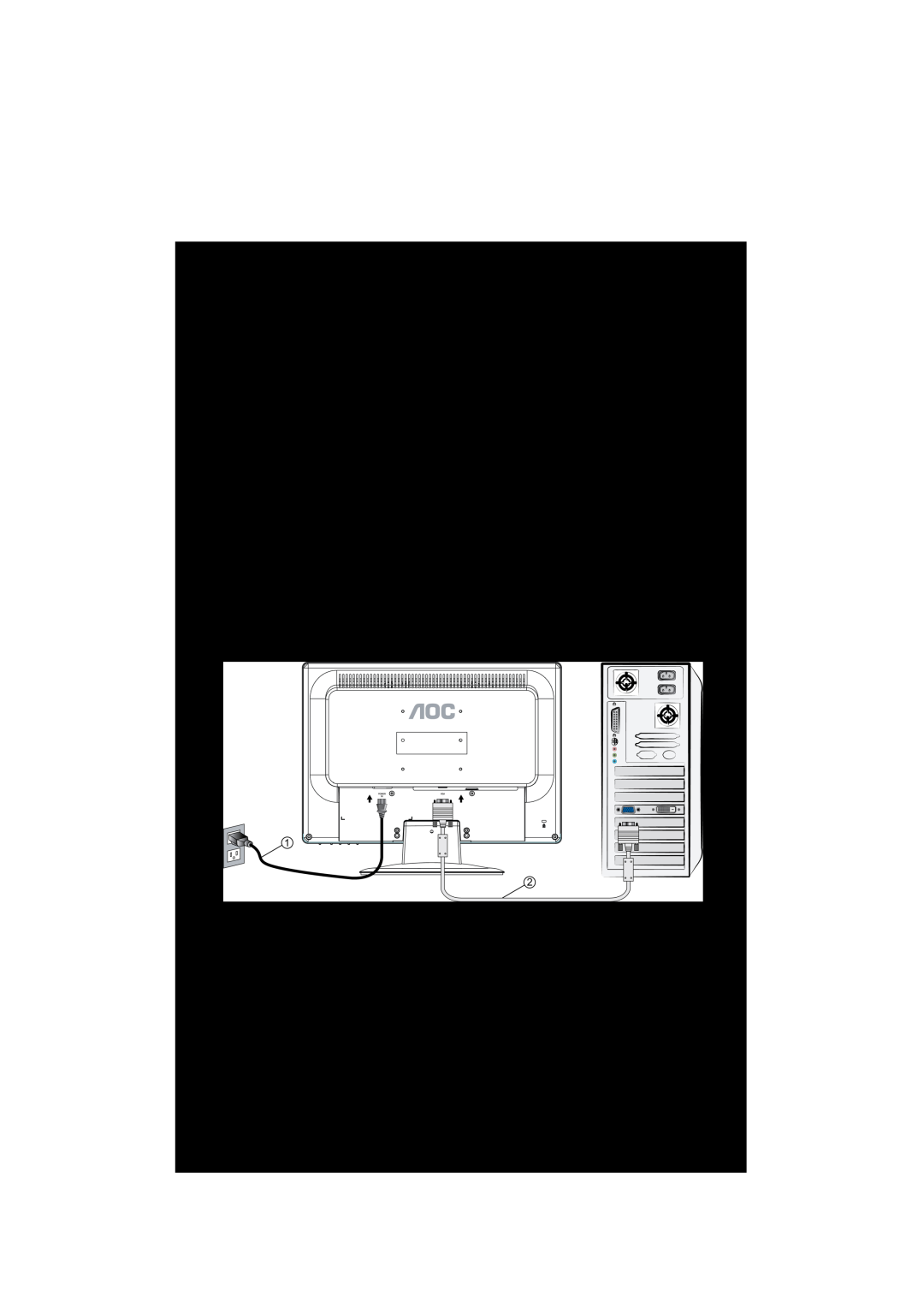 AOC 919Sw-1 manual Conecte el cable de toma de corriente, Conectar el cable de vídeo cable D-Sub 