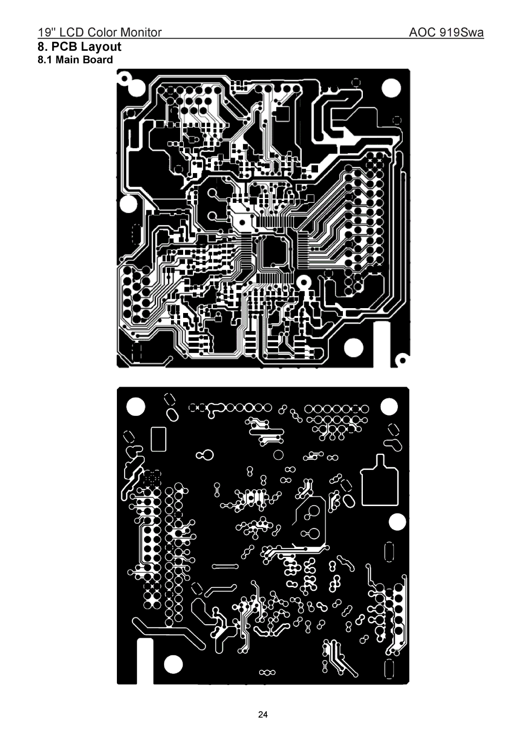 AOC 919SWA manual PCB Layout, Main Board 