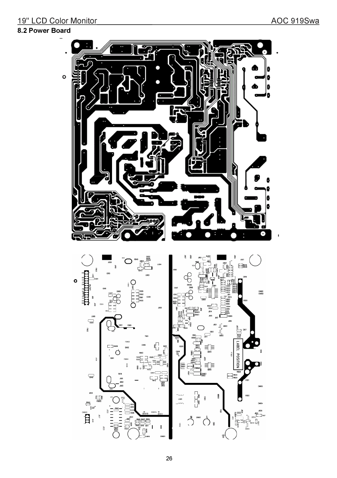 AOC 919SWA manual Power Board 