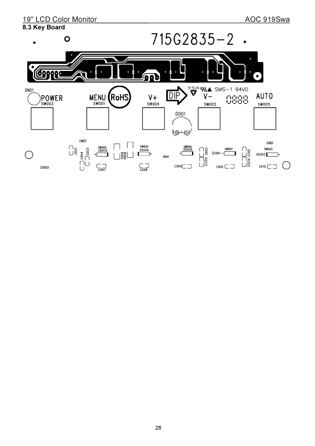 AOC 919SWA manual Key Board 