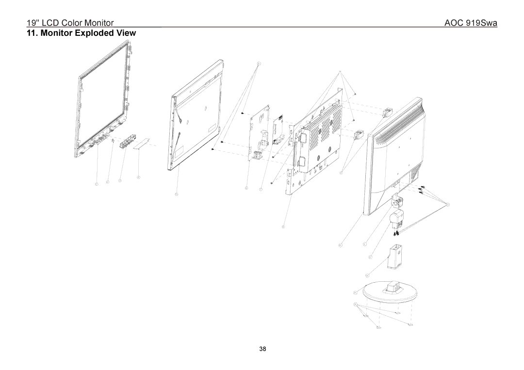 AOC 919SWA manual Monitor Exploded View 