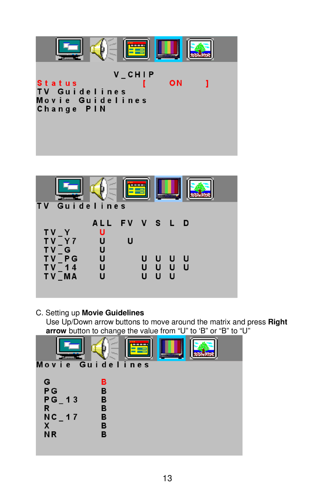 AOC A20S431 manual Setting up Movie Guidelines 