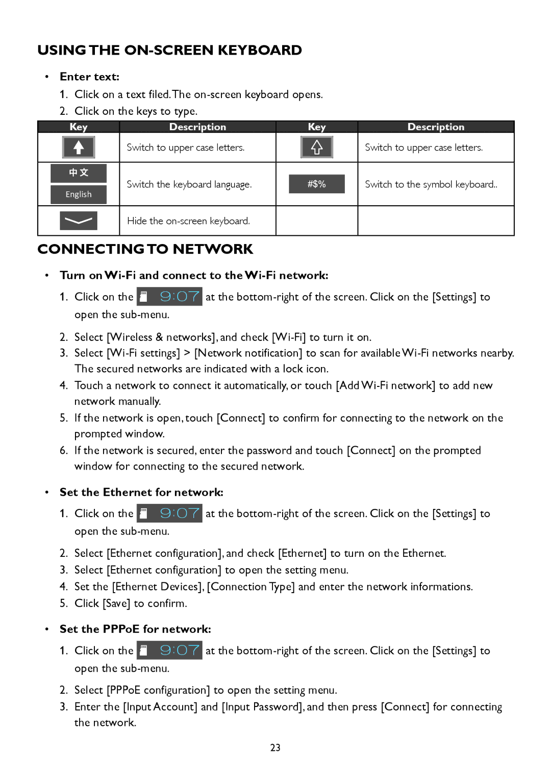 AOC A2258P user manual Using the ON-SCREEN Keyboard, Connecting to Network 