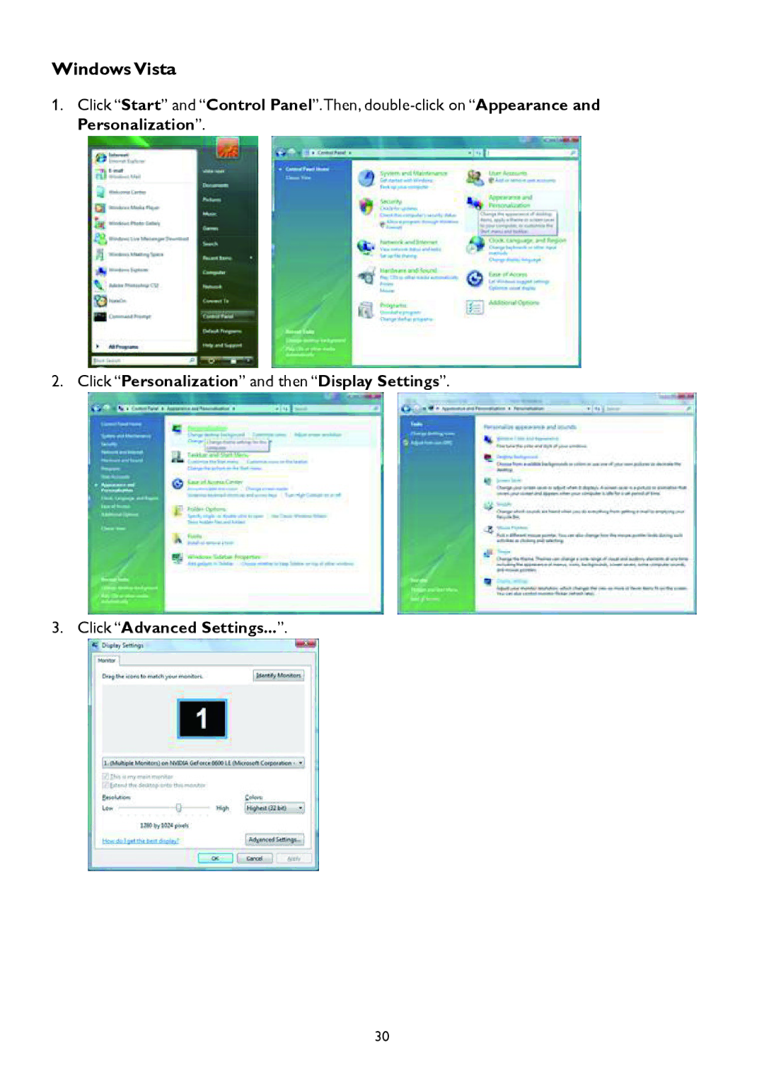 AOC A2258P user manual Windows Vista 