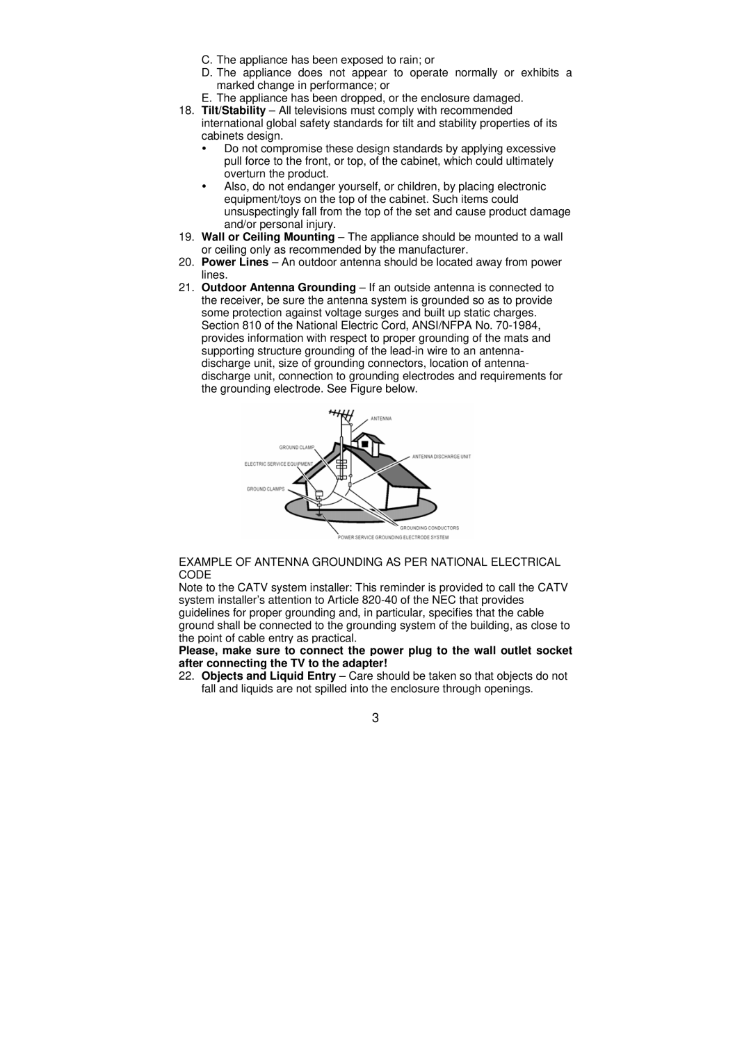 AOC A27W231 user manual Example of Antenna Grounding AS PER National Electrical Code 