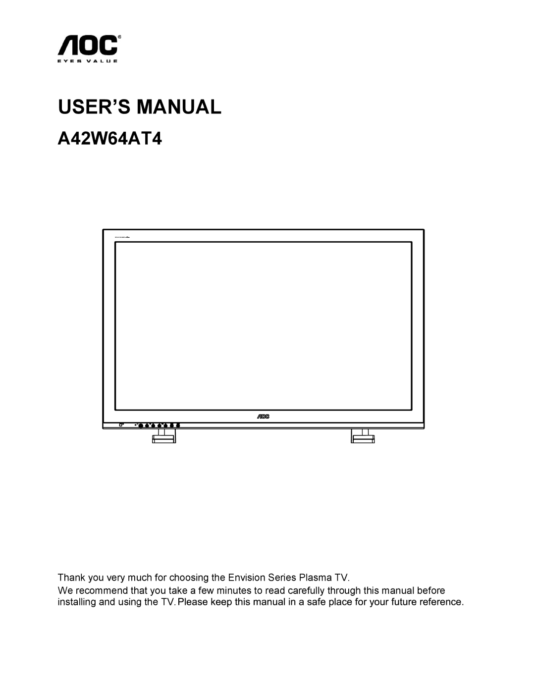 AOC A42W64AT4 user manual USER’S Manual 