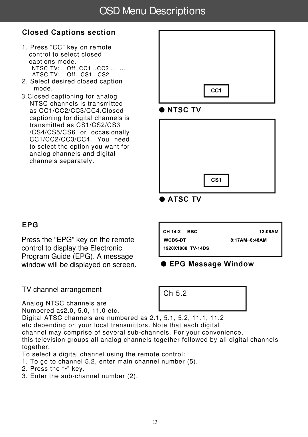 AOC A42W64AT4 user manual  Ntsc TV 