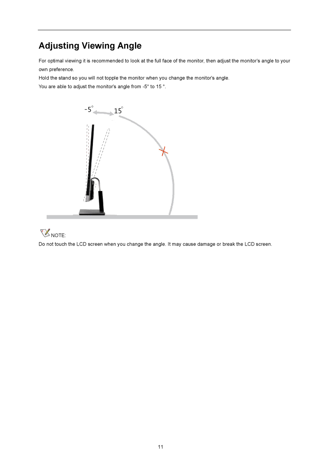 AOC D2357PH user manual Adjusting Viewing Angle 