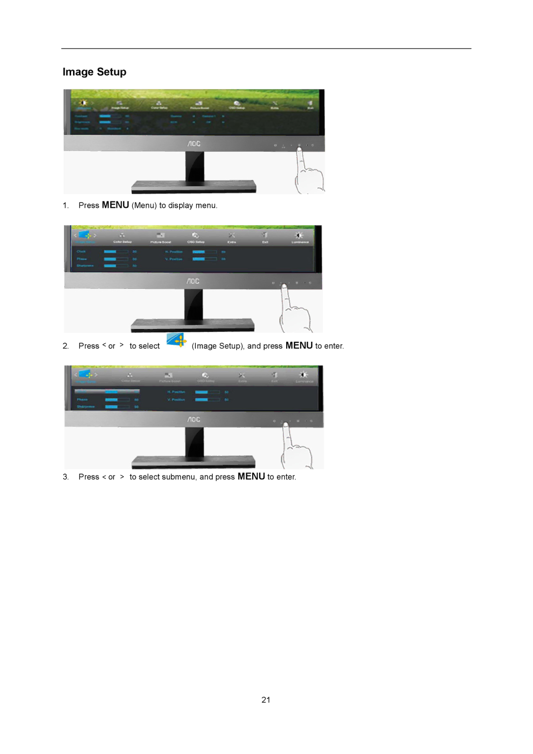 AOC D2357PH user manual Image Setup 