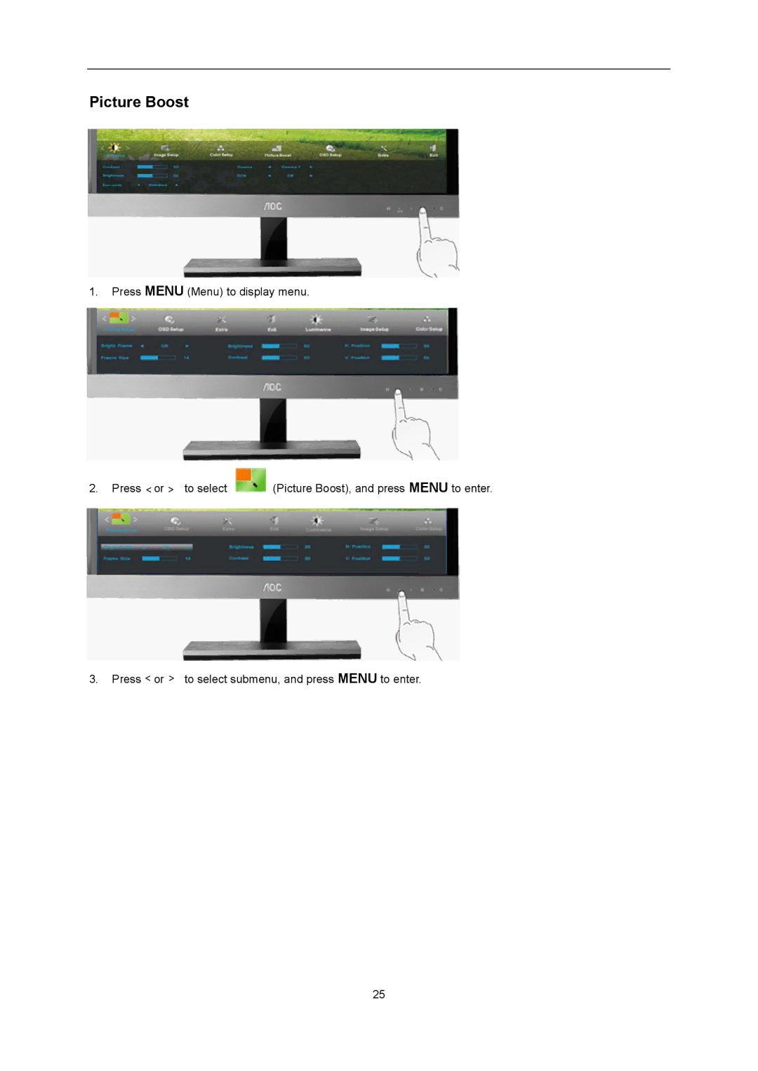 AOC D2357PH user manual Picture Boost 