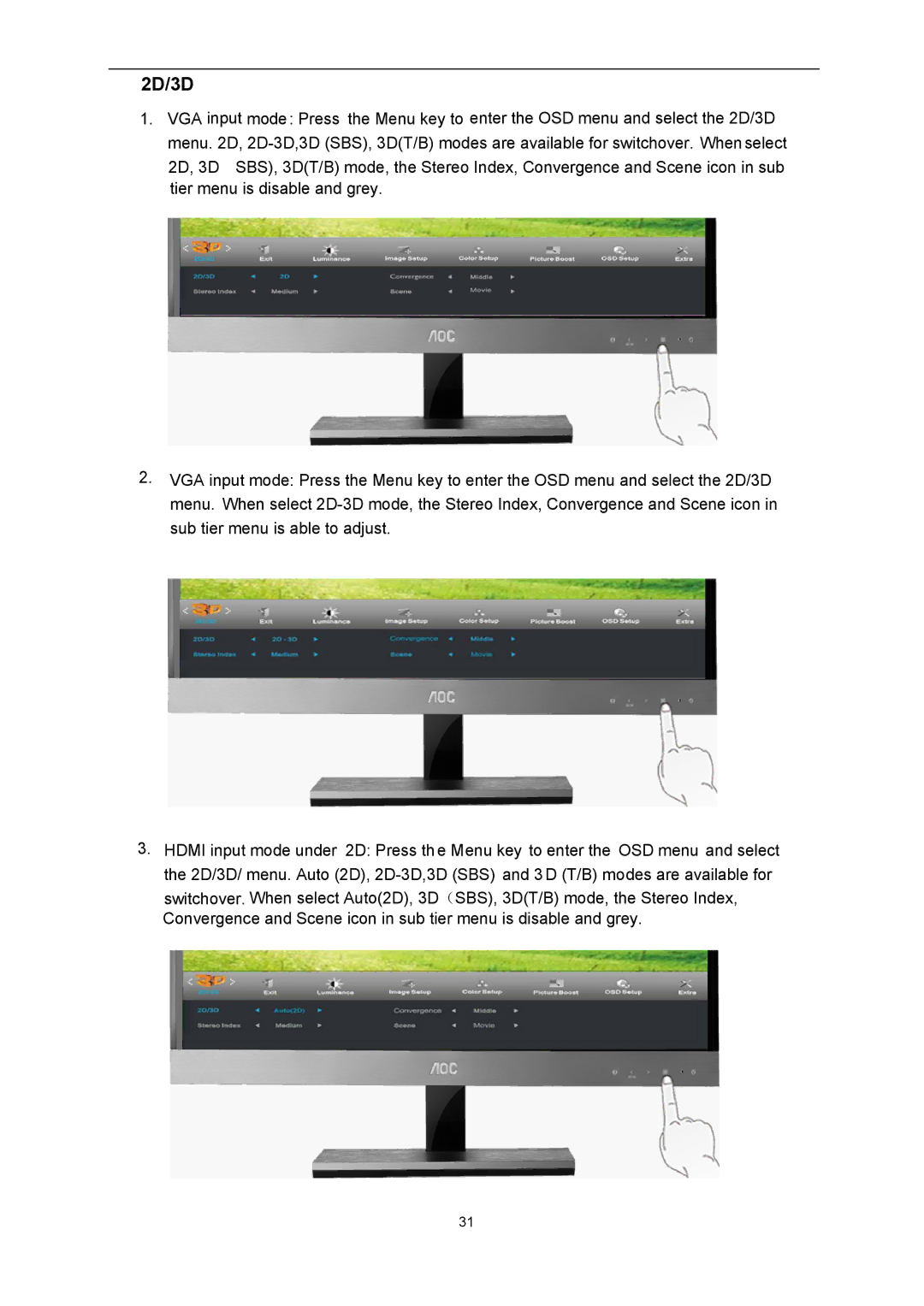 AOC D2357PH user manual 2D/3D 