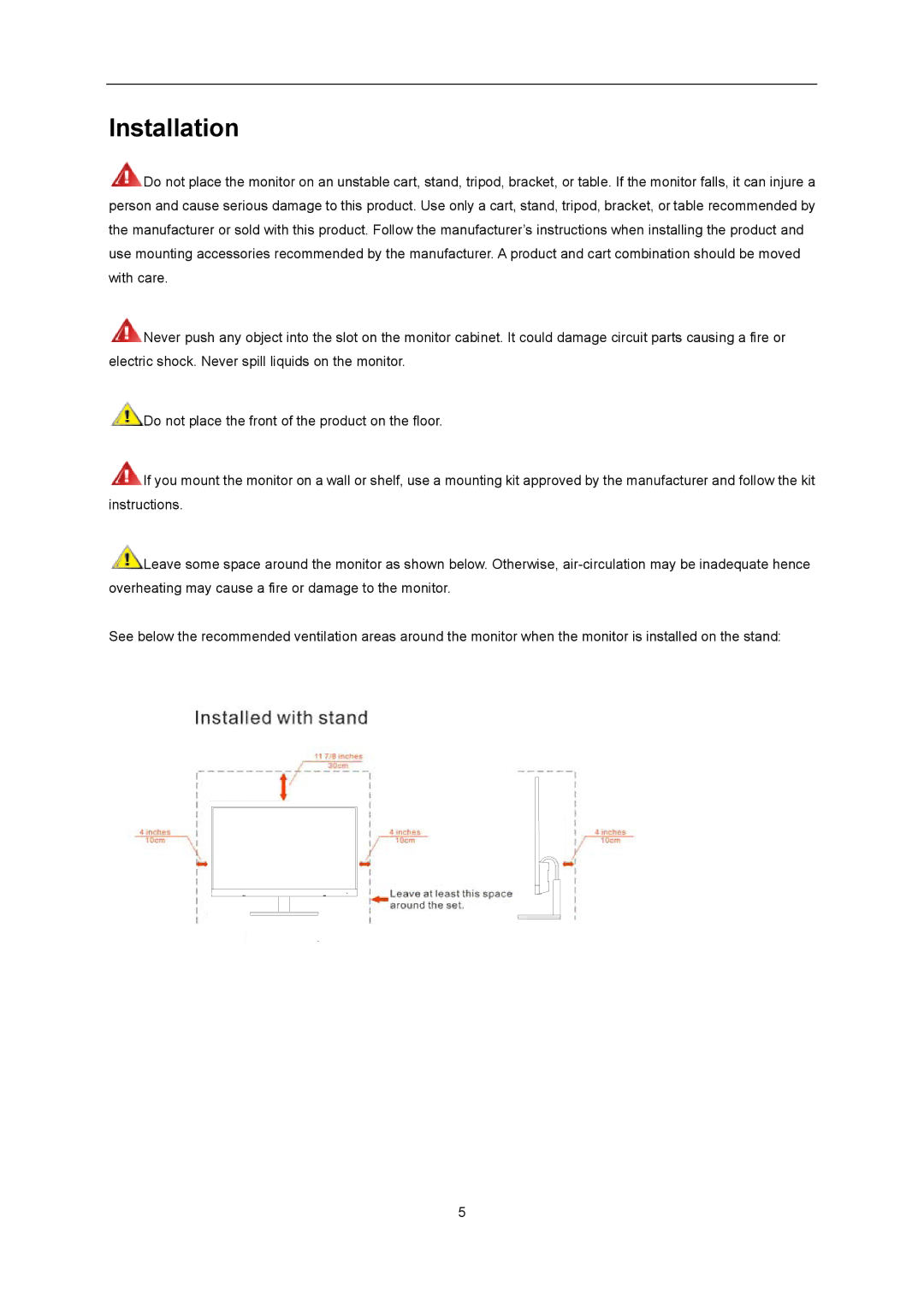 AOC D2357PH user manual Installation 