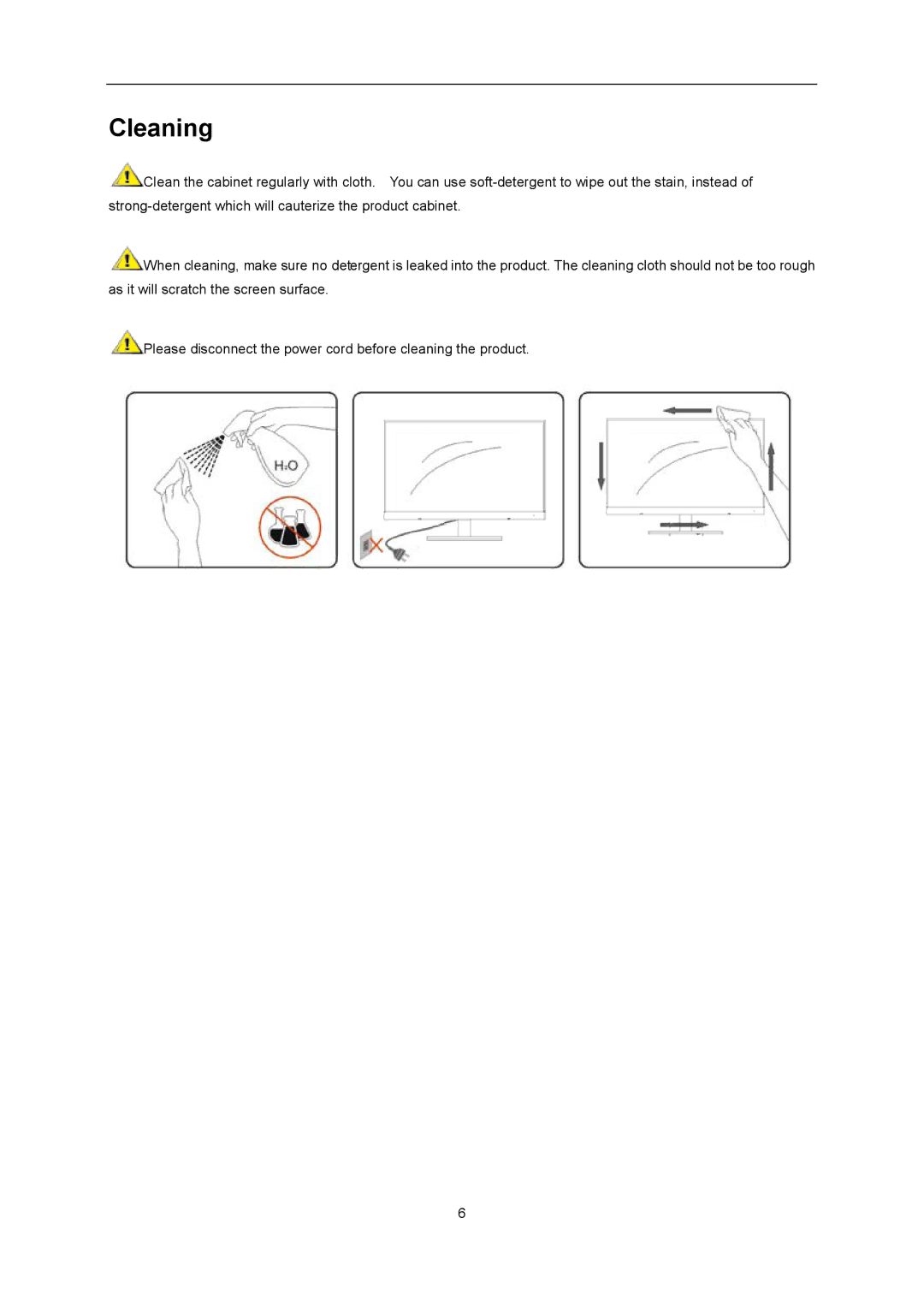 AOC D2357PH user manual Cleaning 