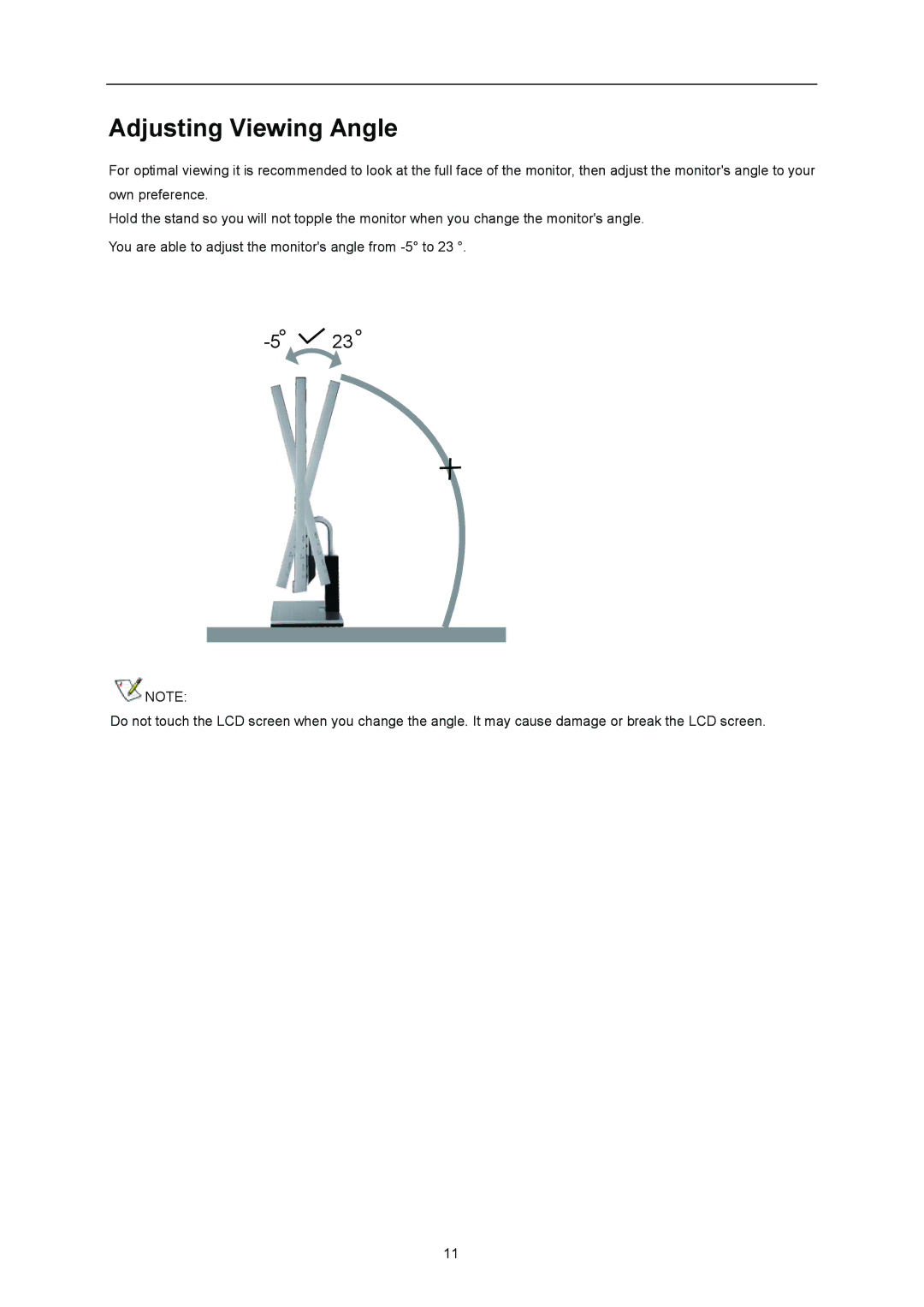 AOC D2267PWH, D2367P user manual Adjusting Viewing Angle 