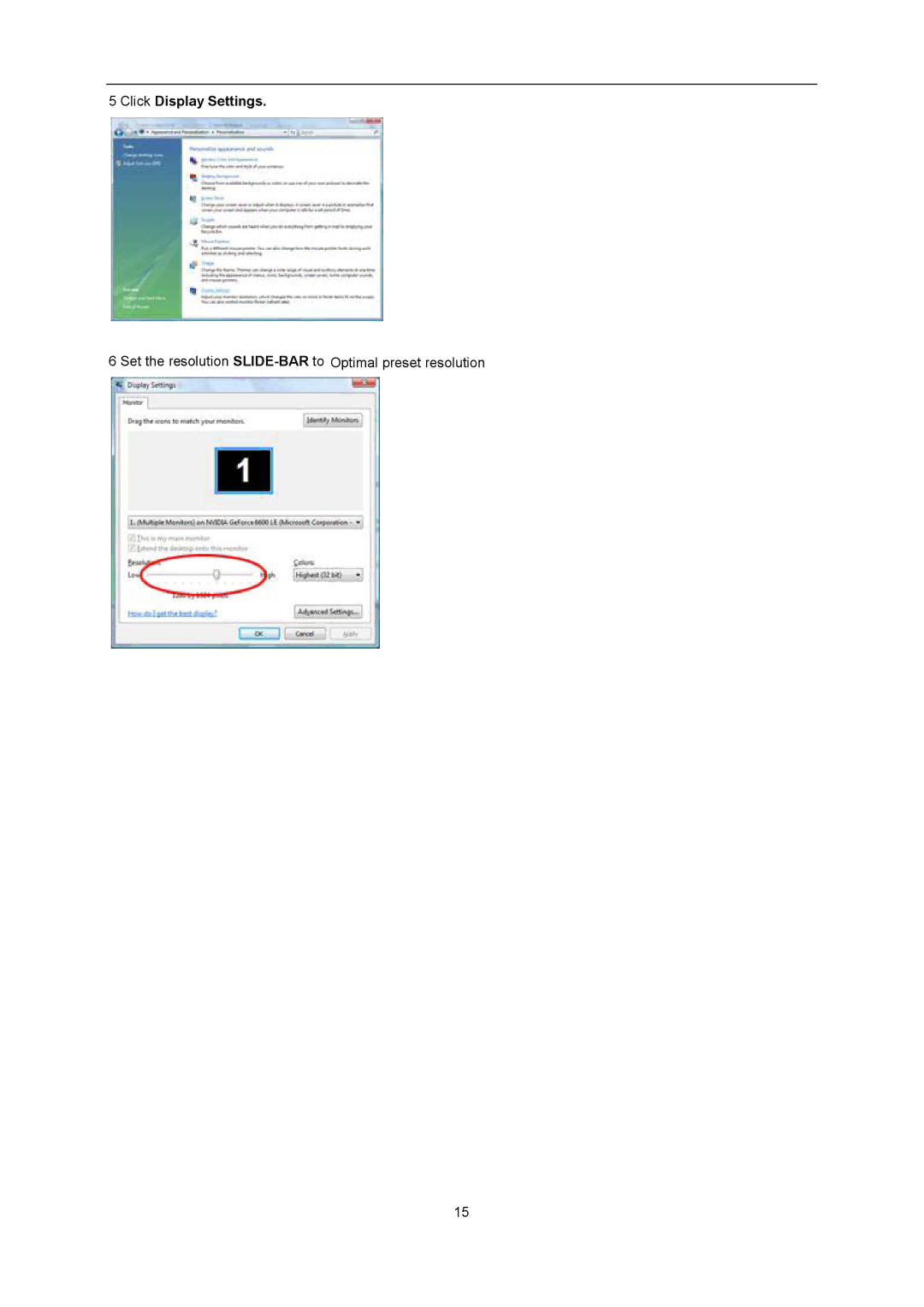 AOC D2367P, D2267PWH user manual Click Display Settings 