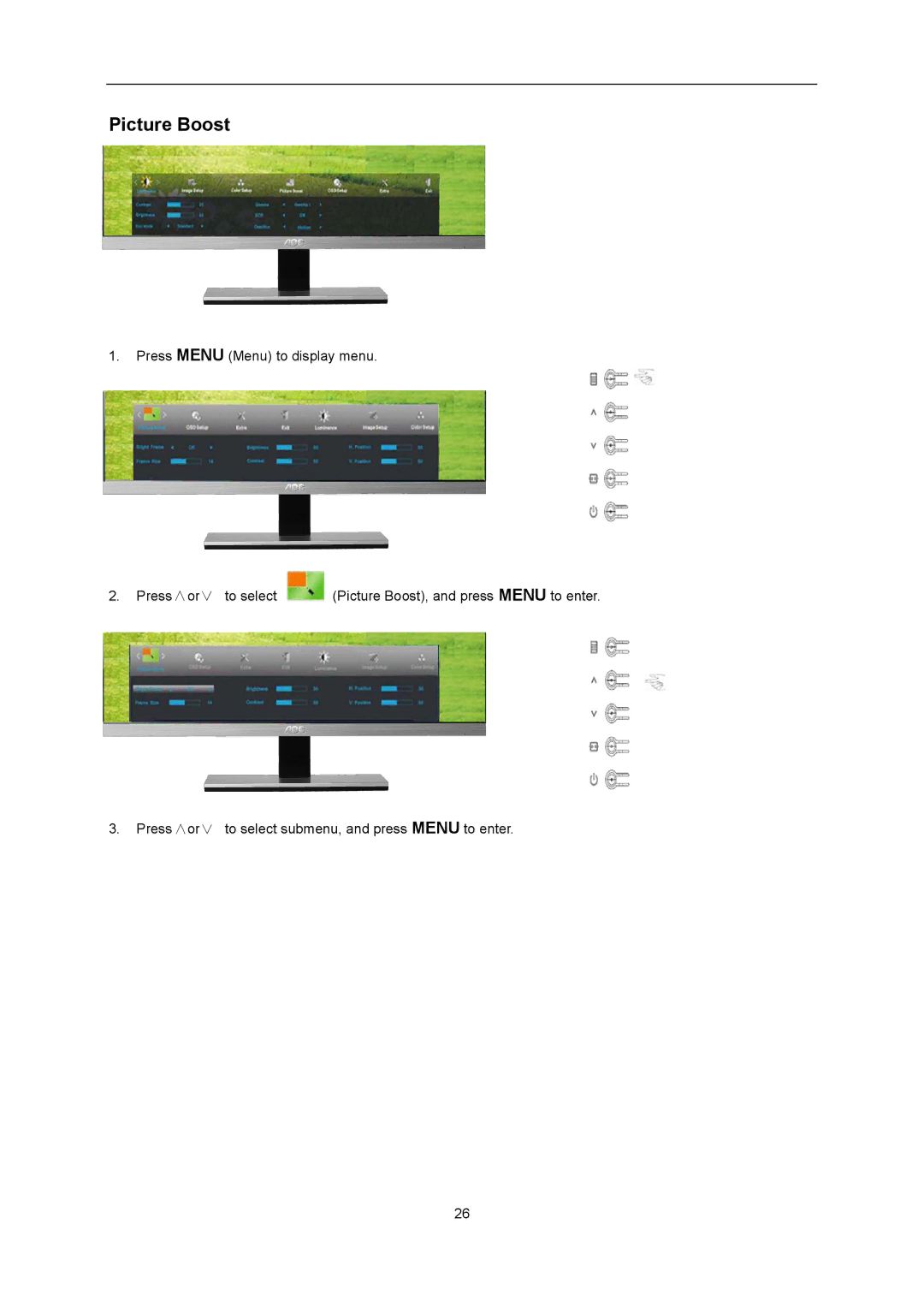 AOC D2267PWH, D2367P user manual Picture Boost 