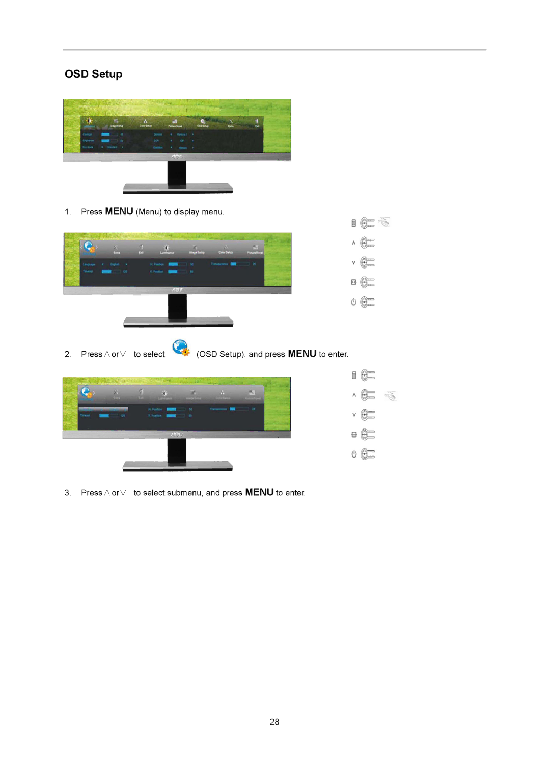 AOC D2367P, D2267PWH user manual OSD Setup 