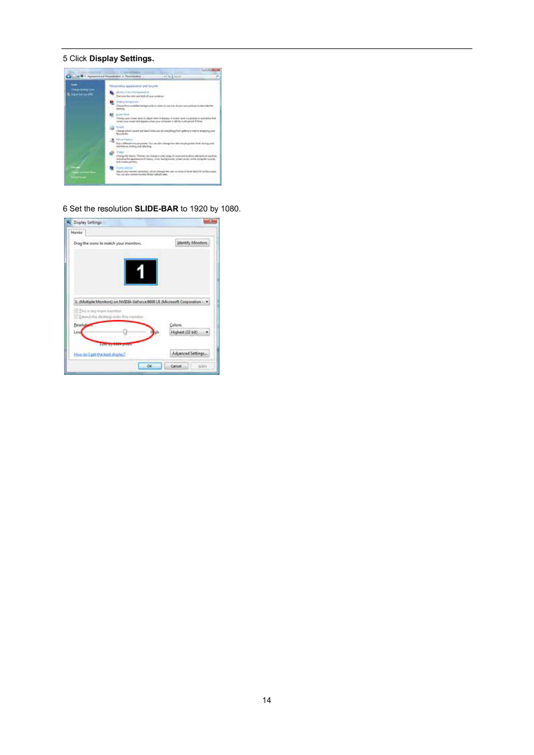 AOC D2757PH user manual Click Display Settings 