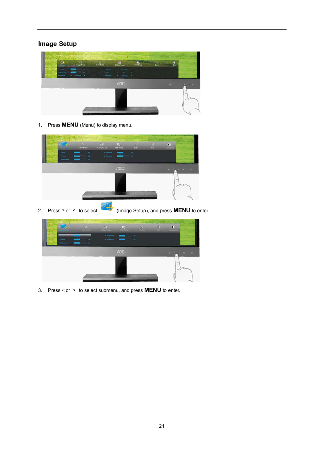 AOC D2757PH user manual Image Setup 