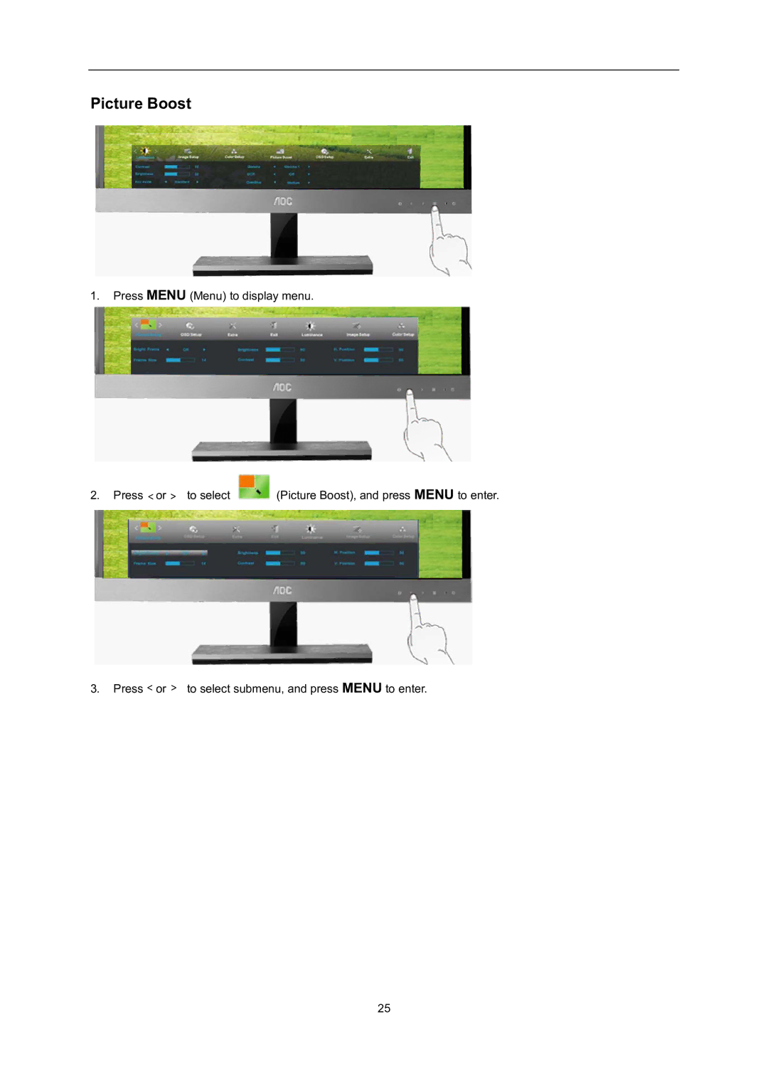 AOC D2757PH user manual Picture Boost 