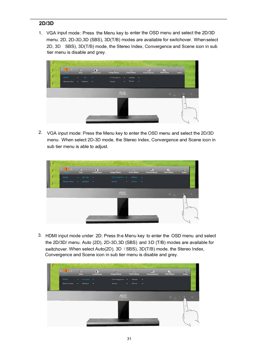 AOC D2757PH user manual 2D/3D 