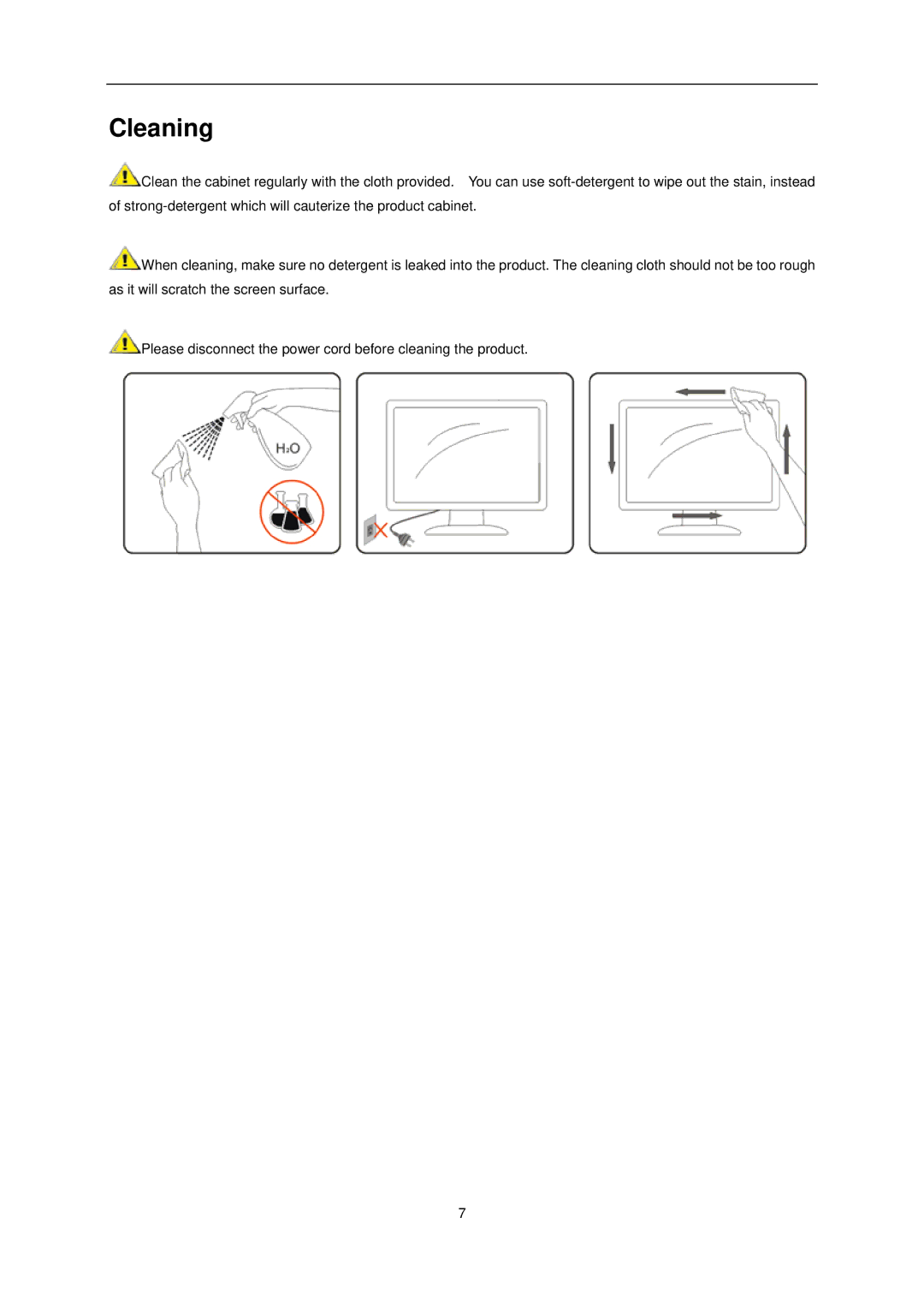 AOC e1620Sw manual Cleaning 