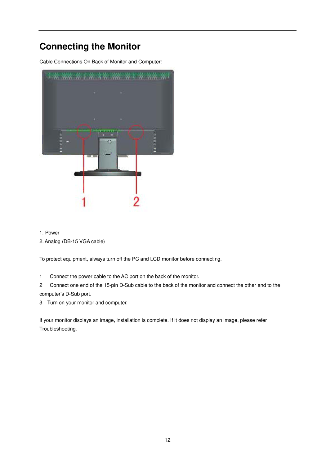 AOC e1620Sw manual Connecting the Monitor 