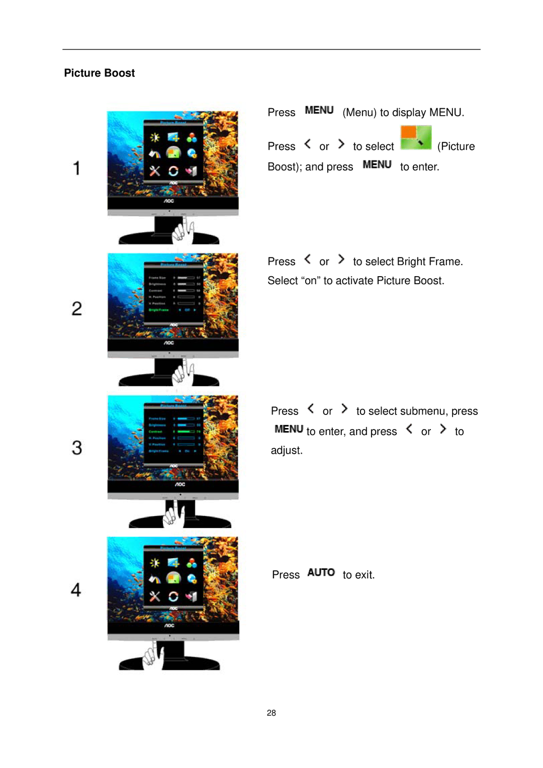 AOC e1620Sw manual Picture Boost 