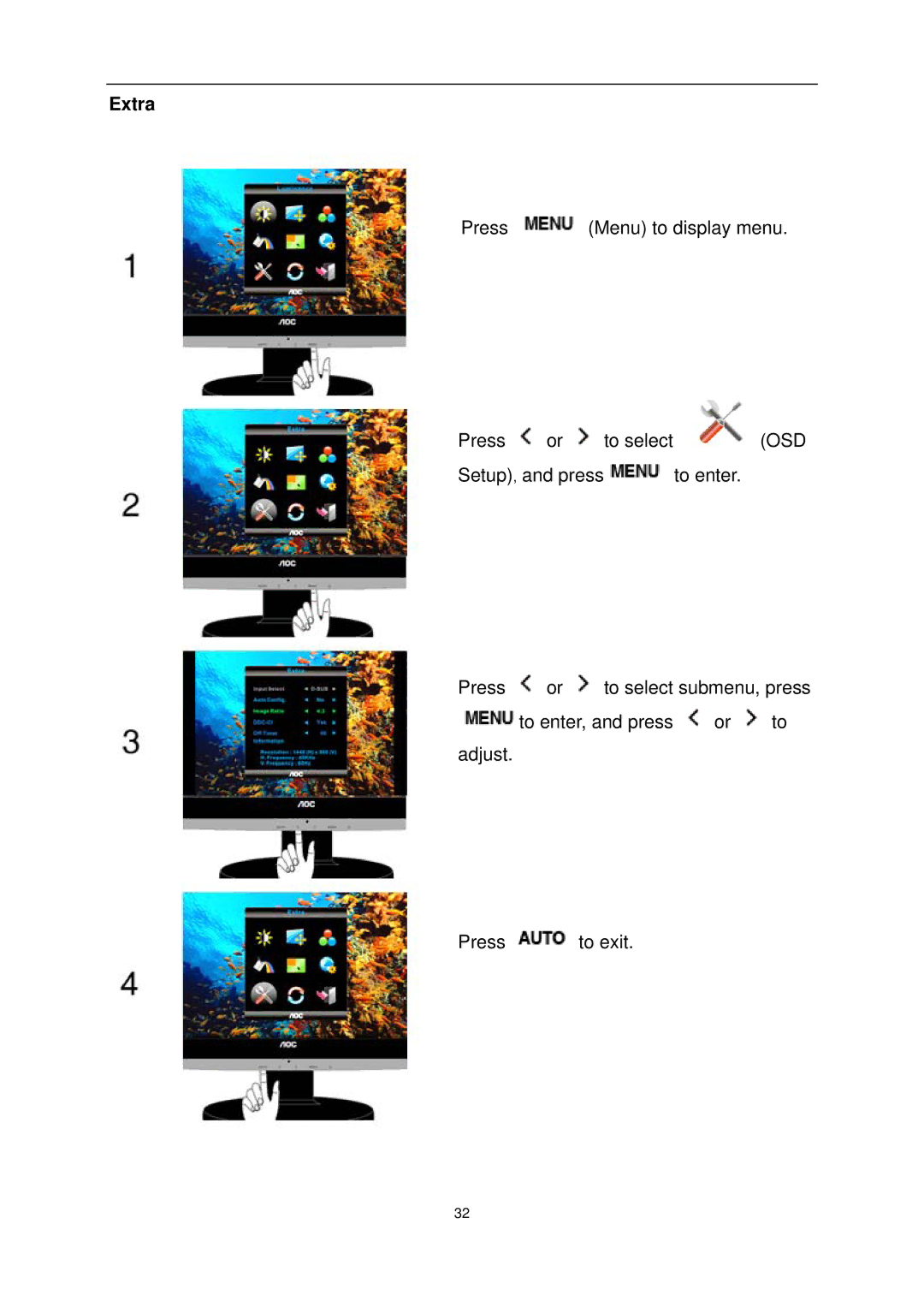 AOC e1620Sw manual Extra 