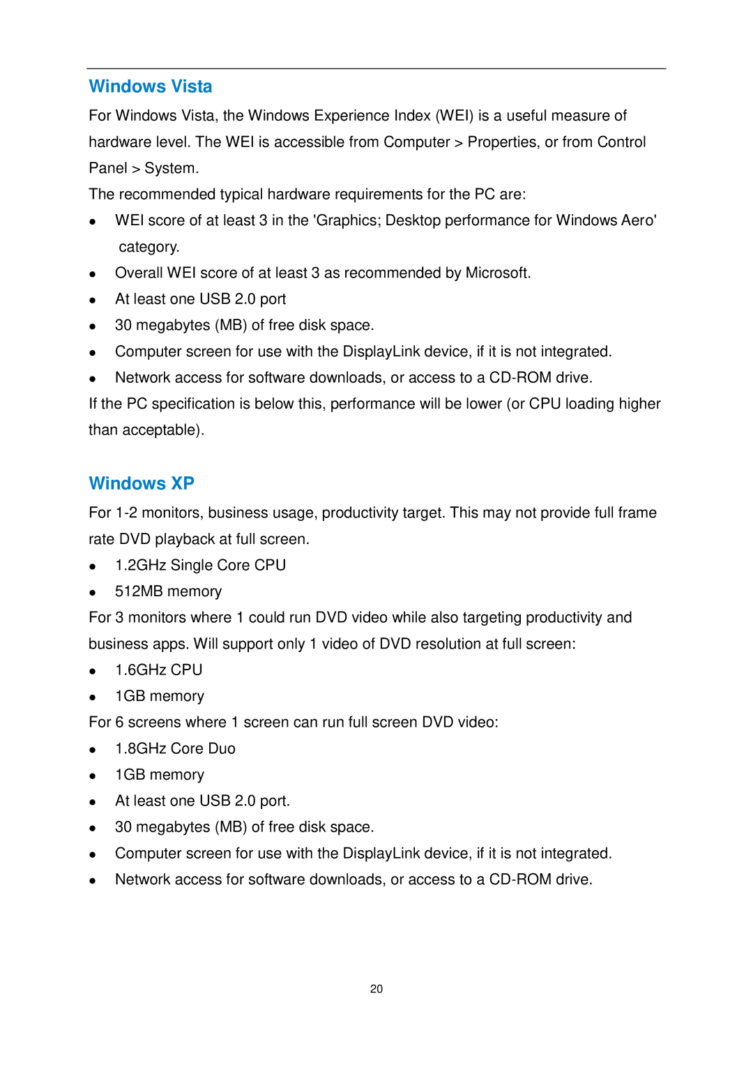 AOC E1649FWU user manual Windows Vista 