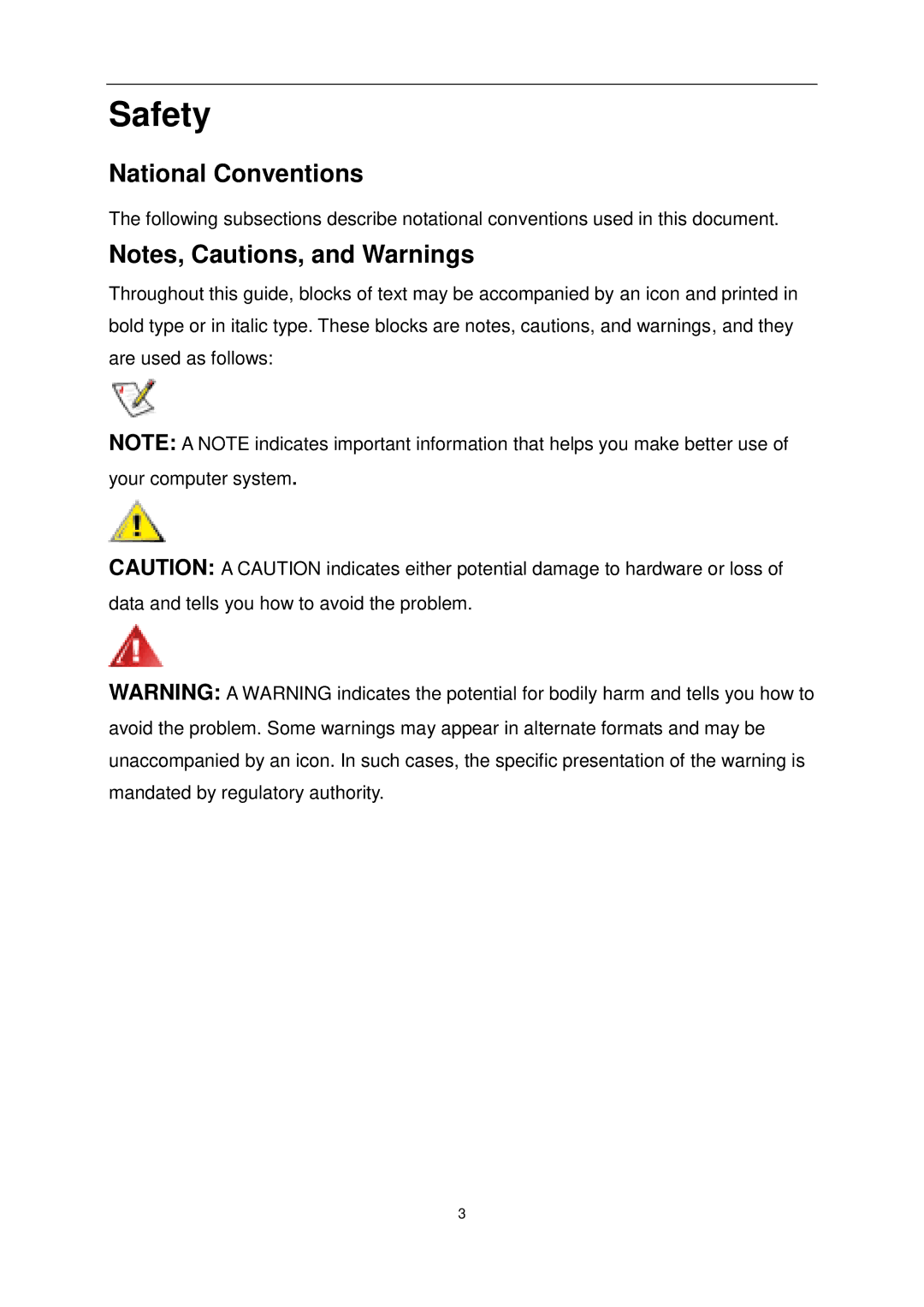 AOC E1649FWU user manual Safety, National Conventions 