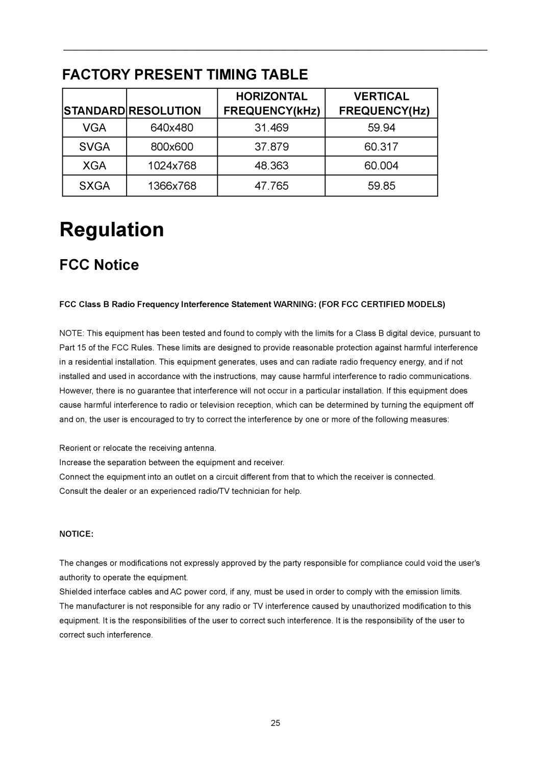 AOC E1659FWU user manual Regulation, FCC Notice 