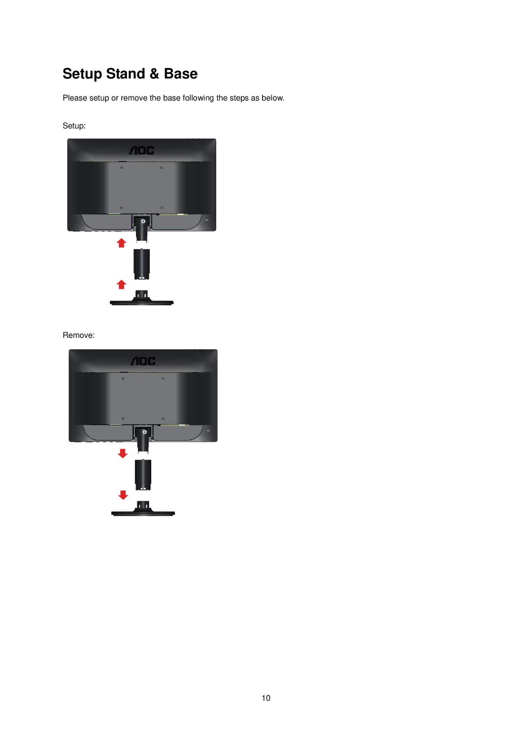 AOC E1660Sw manual Setup Stand & Base 