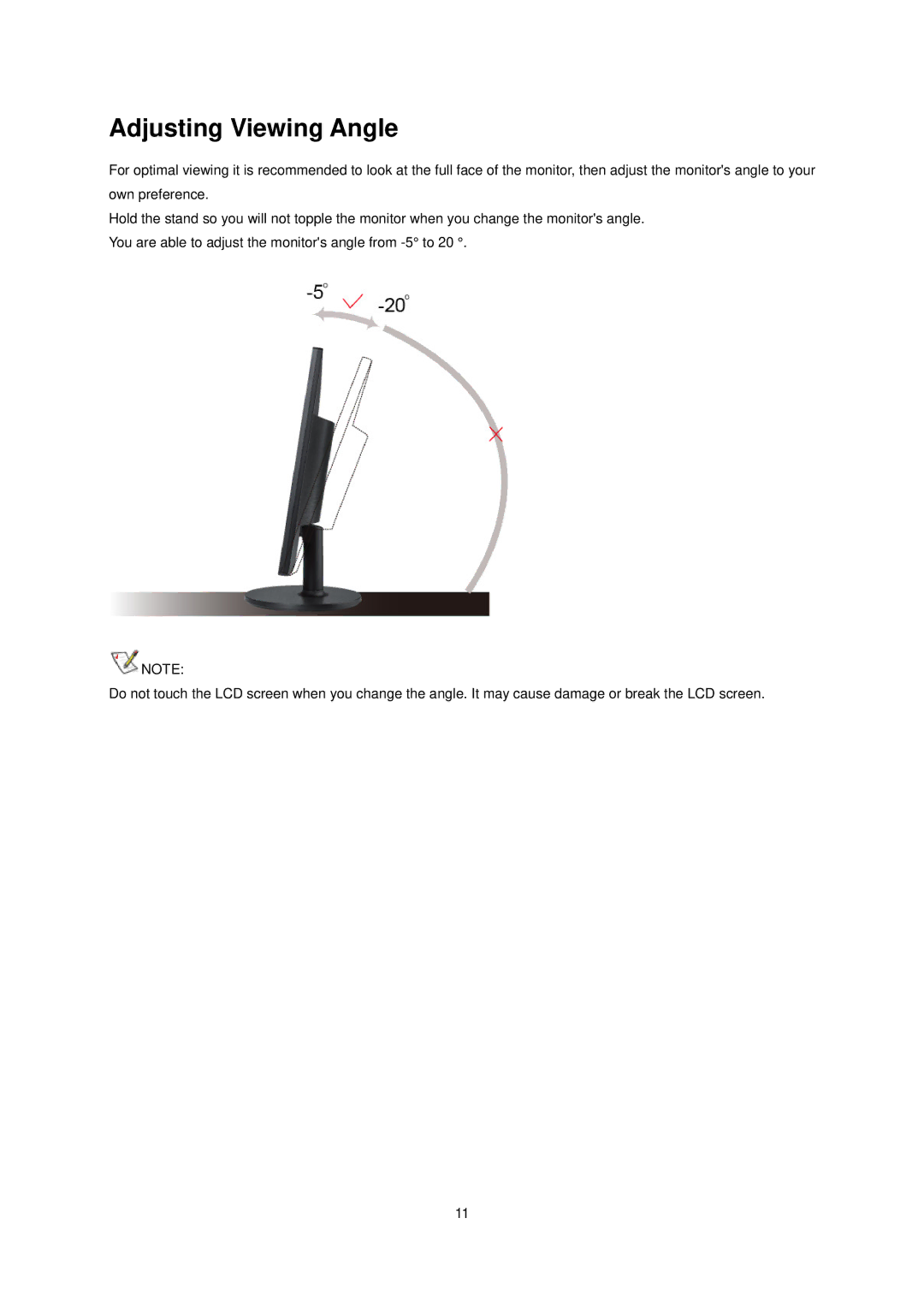 AOC E1660Sw manual Adjusting Viewing Angle 