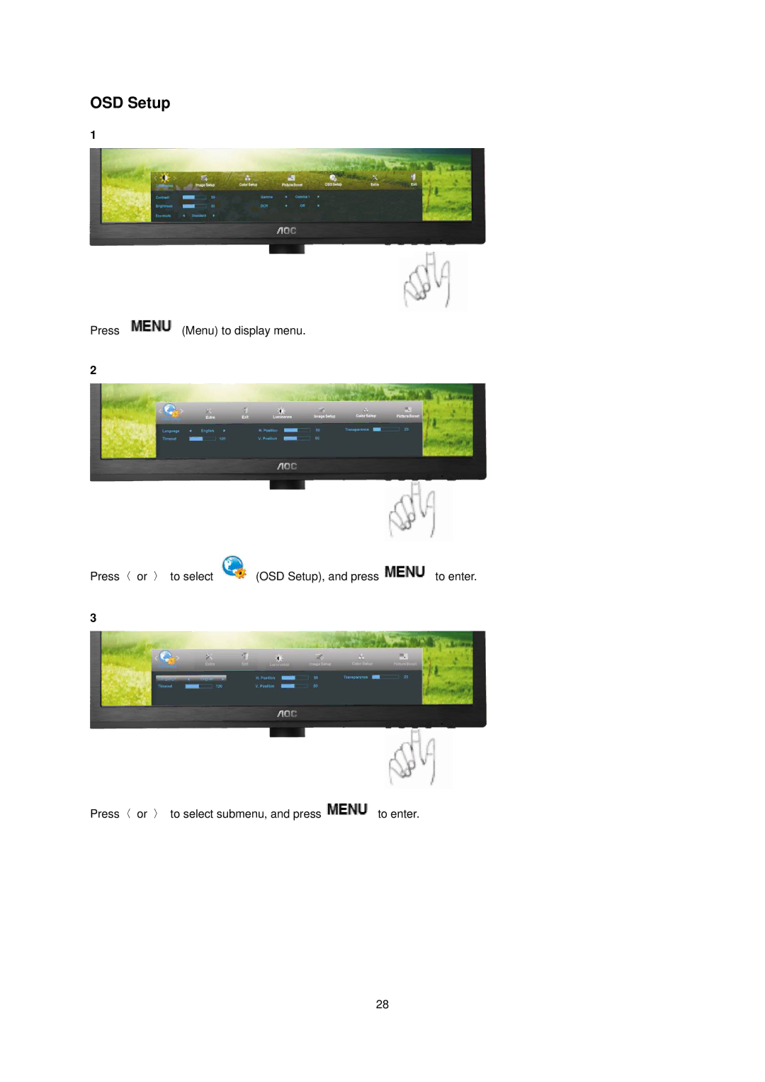 AOC E1660Sw manual OSD Setup 