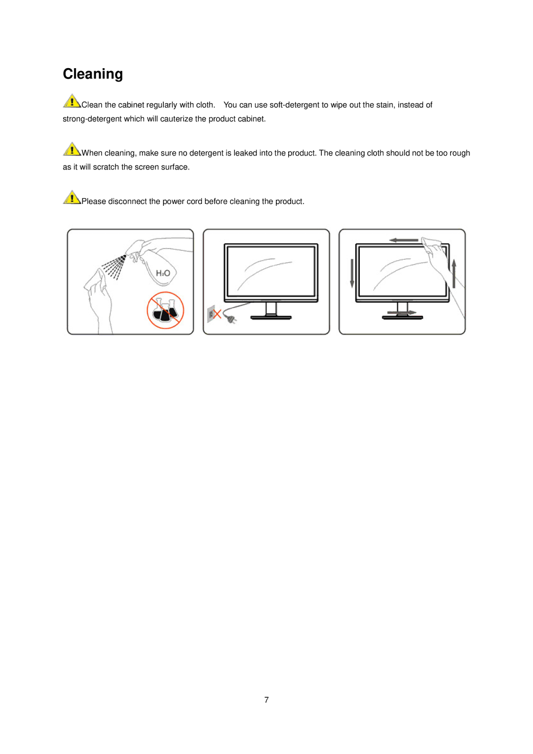 AOC E1660Sw manual Cleaning 