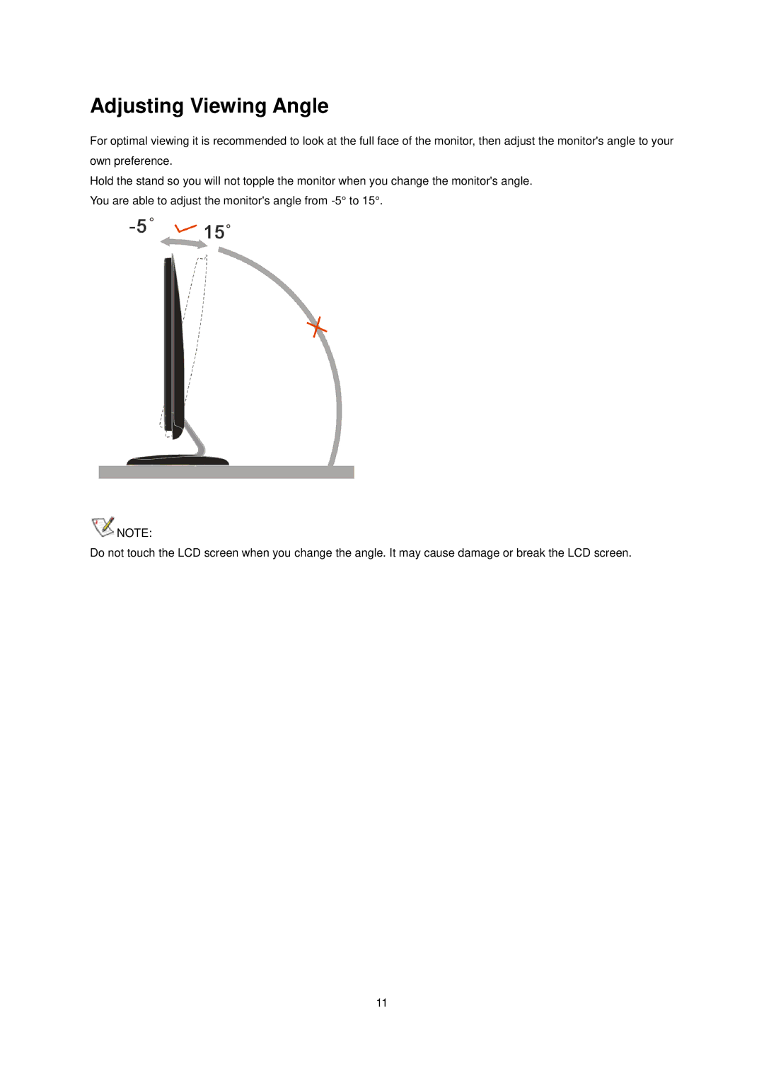 AOC e2040S manual Adjusting Viewing Angle 