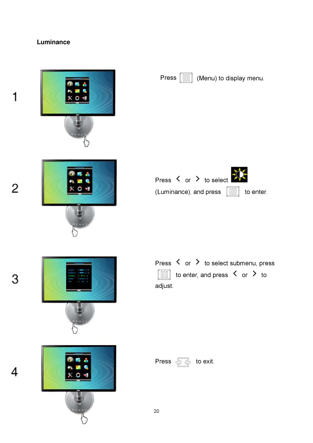 AOC e2043Fs manual Luminance 