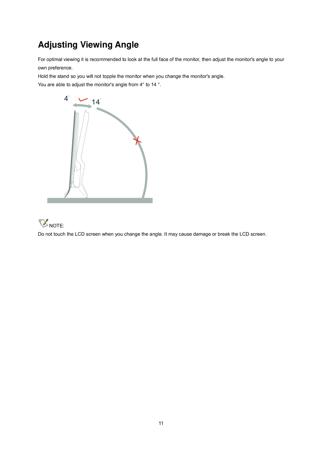 AOC e2236Fwh manual Adjusting Viewing Angle 