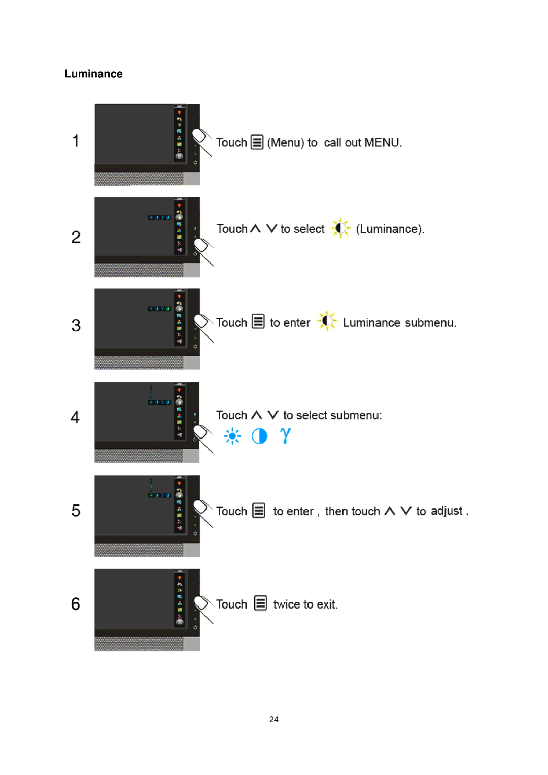 AOC E2239FWT manual Luminance 