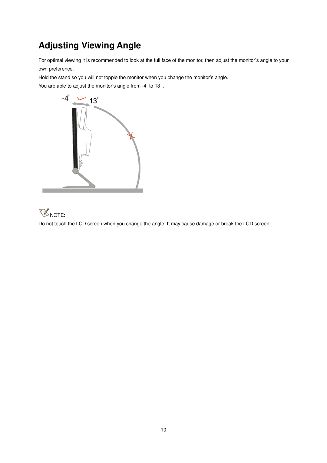 AOC E2239FWT manual Adjusting Viewing Angle 