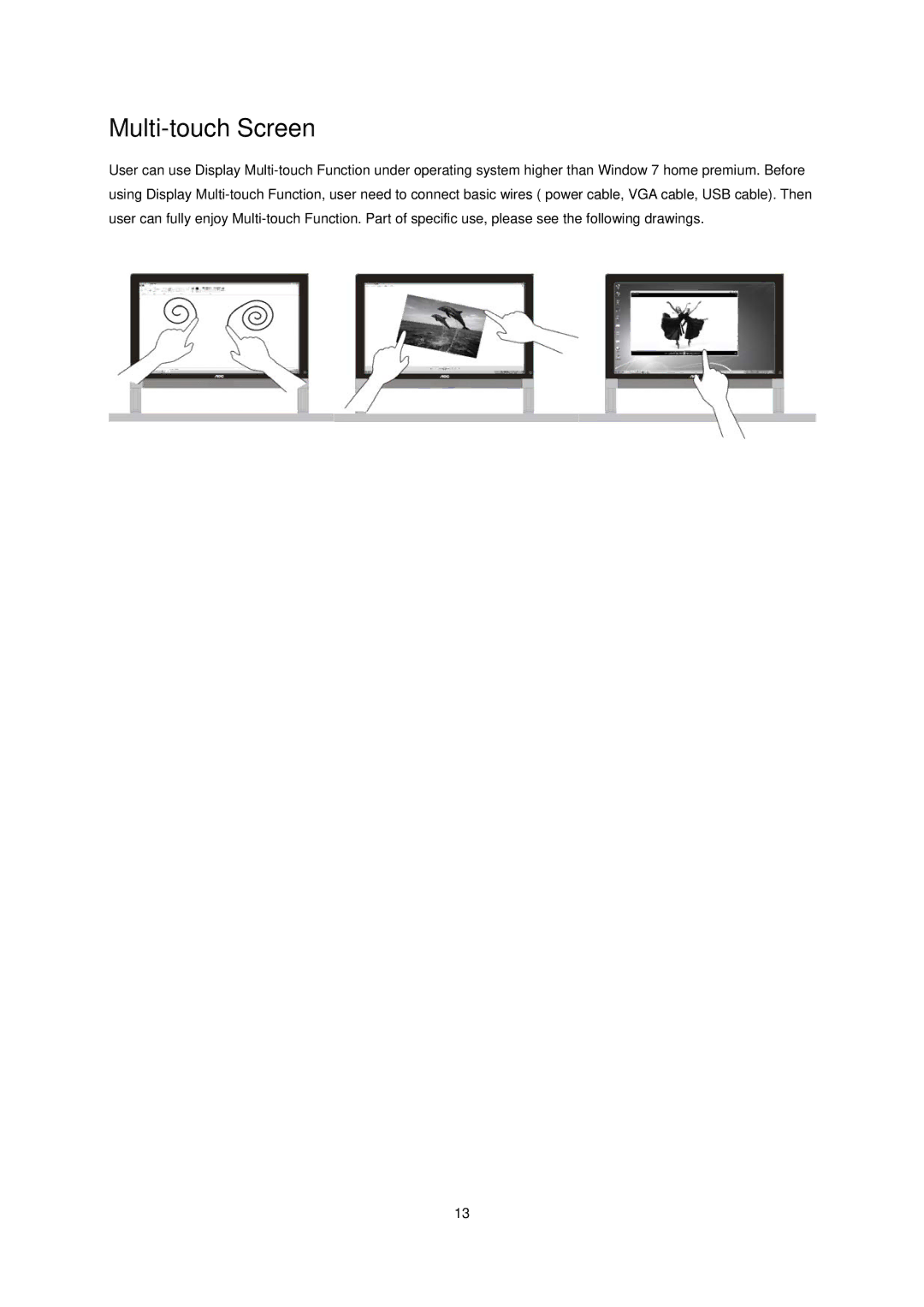 AOC E2239FWT manual Multi-touch Screen 